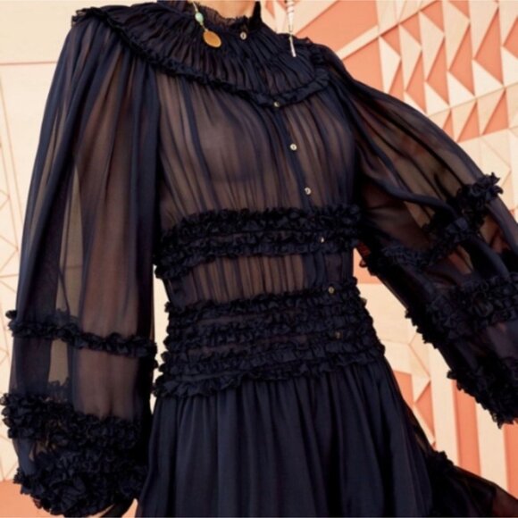 ULLA JOHNSON Abilene Dress Midnight Size 2 - Picture 3 of 10